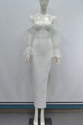 Niche Stretch Hors-épaule Mesh manches longues Élégante robe du soir