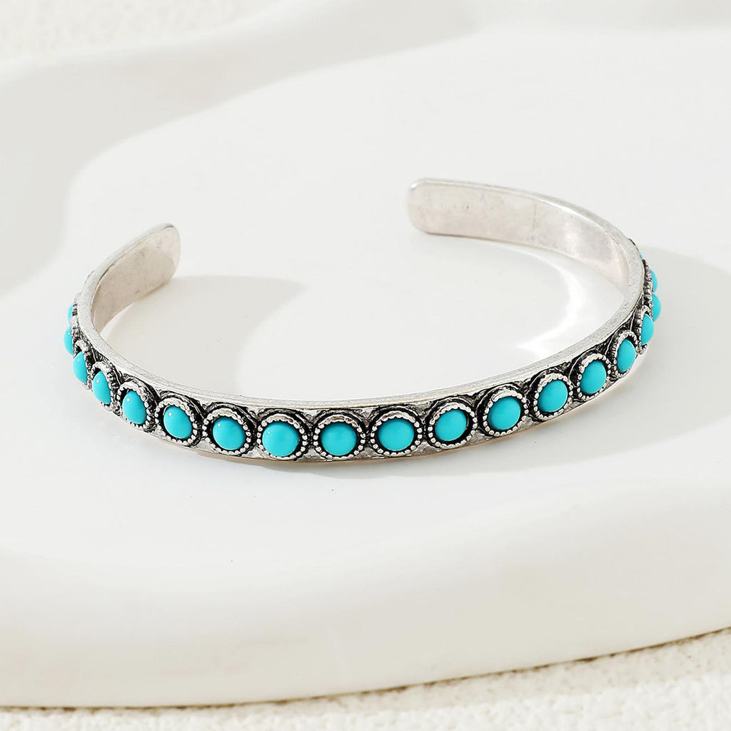 Bracelet en argent vintage vert turquoise de style occidental pour femmes