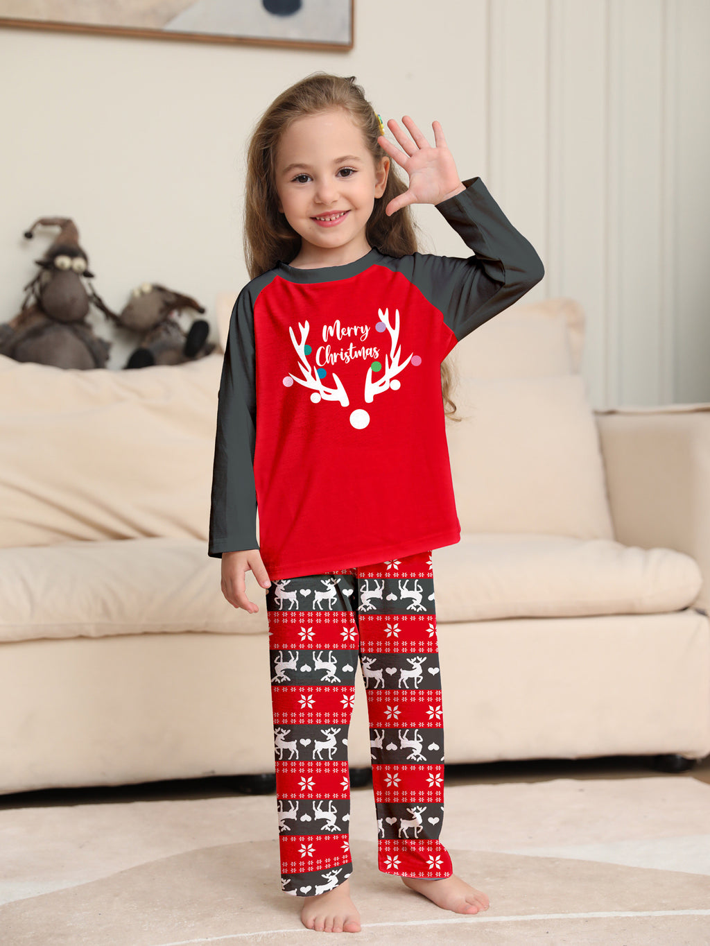 Imprimé Tête de cerf Costume parent-enfant de Noël
