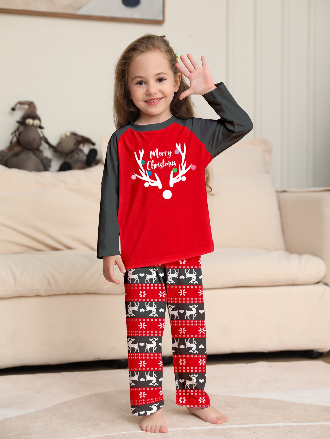 Imprimé Tête de cerf Costume parent-enfant de Noël