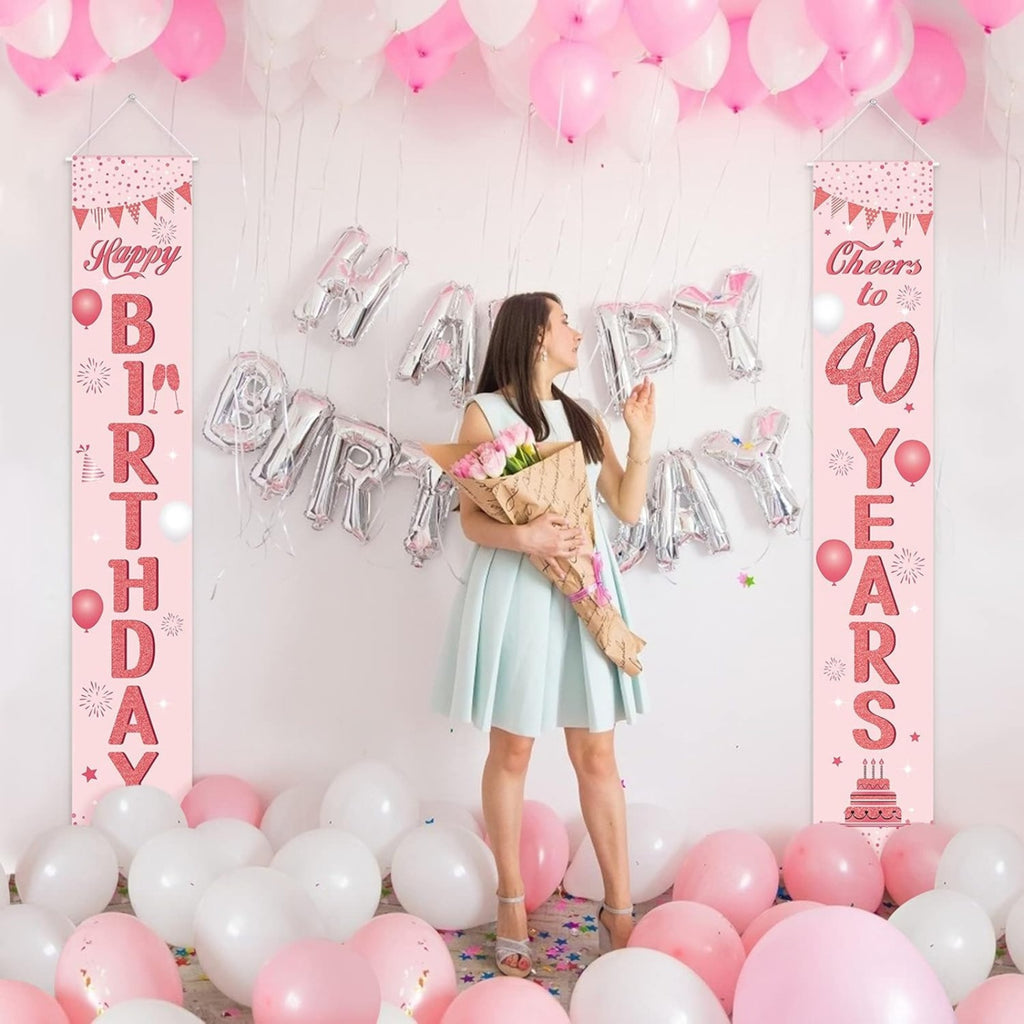 2 Joyeux anniversaire de 40 ans - Décorations d'anniversaire en or rose pour fêtes et célébrations