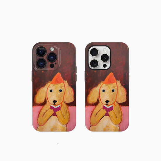 Peinture à l'huile de chien de lecture adapté pour 16 étuis de téléphone
