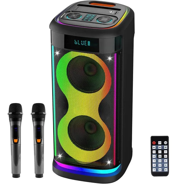Haut-parleur de partie sans fil portable avec lumière LED sans fil Mic télécommande TWS Treble Basse