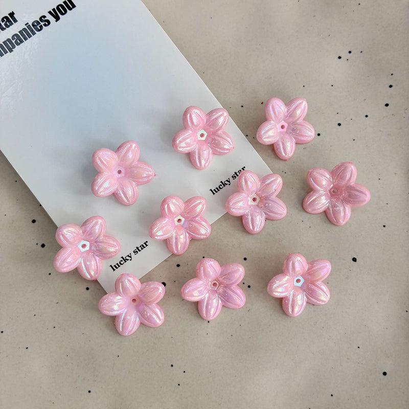 Solid AB Perles de fleurs acryliques 5-Pétales irisés