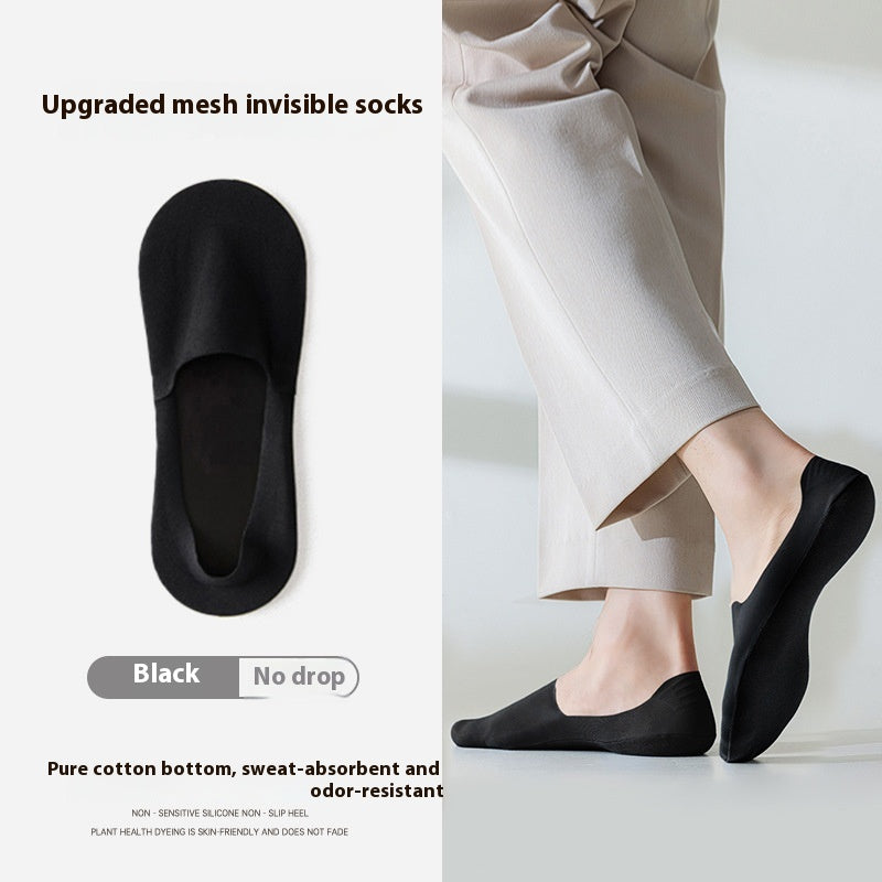 Chaussettes invisibles en coton pur antidérapant pour homme