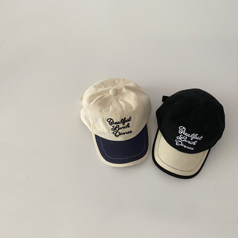 Enfants Printemps et automne Couleur Bloc Broderie Soft Top Sun Hat