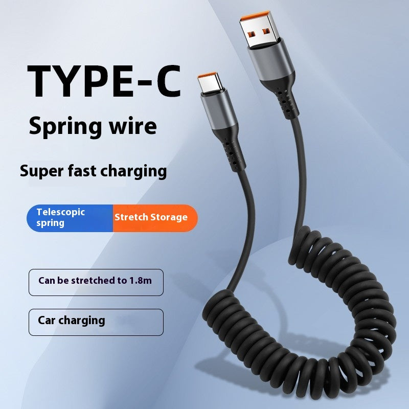 Câble de recharge de téléphone mobile de stockage rétractable à ressort