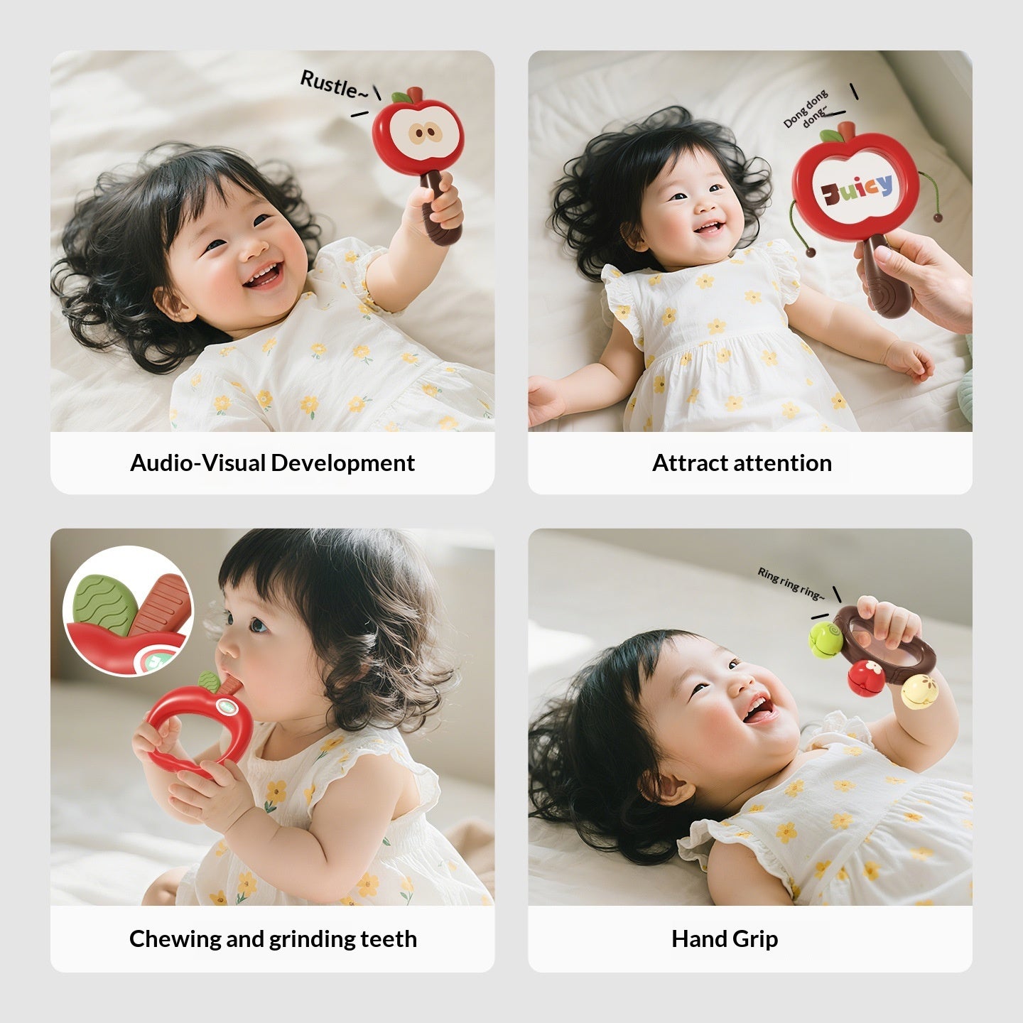 Nouveau-né Rattle Bite Safe Wave Rattle Toy Baby Hand Shaking Drum