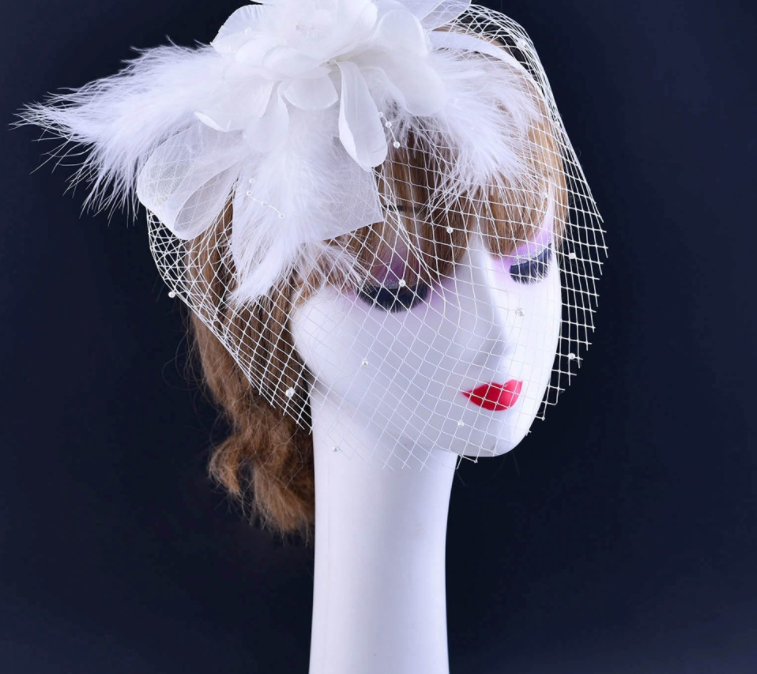 Mariée Veil Petit chapeau haut bandeau exagéré Fleur tridimensionnelle