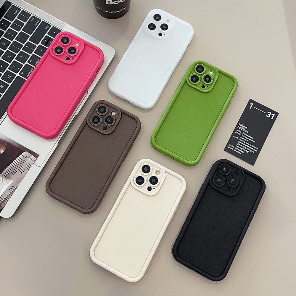 Boîtier de téléphone en silicone tout compris de couleur solide
