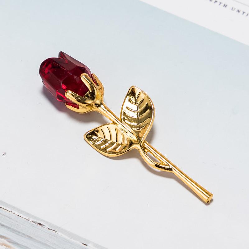 Cadeau de la Saint Valentin à la fleur de rose dorée en cristal
