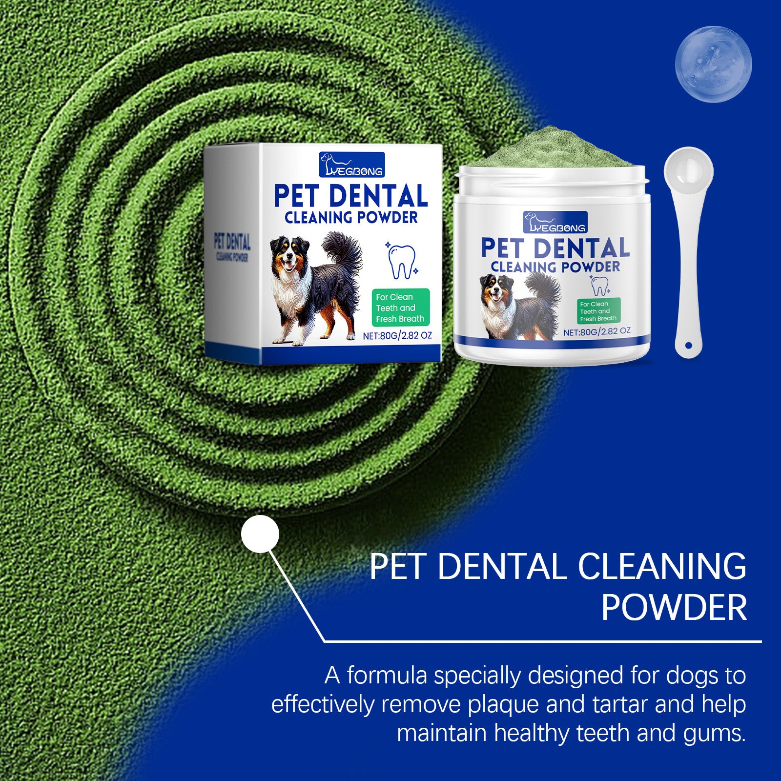 Poudre de nettoyage de dents de chien