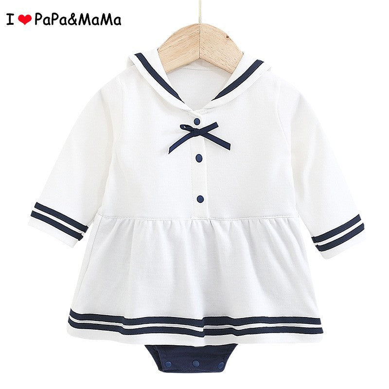 J'aime maman et papa bébé nouveau-né printemps et automne style marine Bow Tie Romper