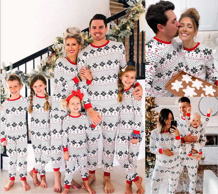 Polyester Noir et blanc Contraste Couleur Christmas Parent-Enfant costume occasionnel pour femmes