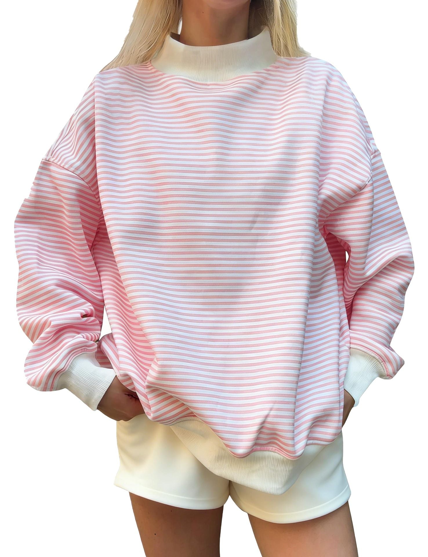 Fashion d'automne pour femme Pull à manches longues rayé