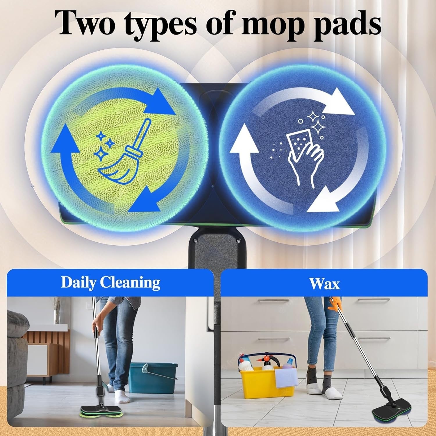UK Cordless Power Electric Spinning Mop Nettoyeur de sol rechargeable Scrubber