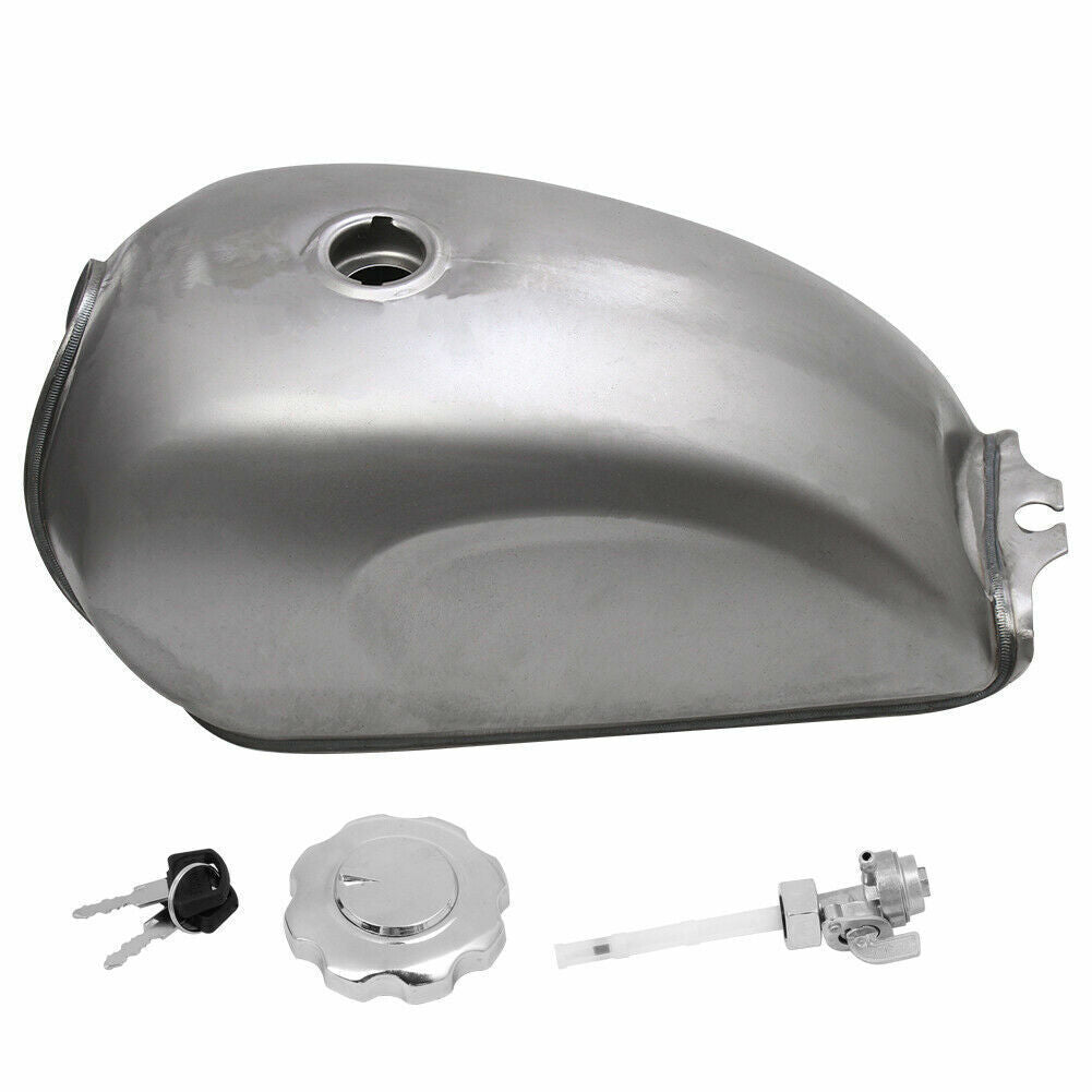 Réservoir universel de carburant Cafe Racer Argent 9L 2.4 Réservoir de carburant modifié de Gallons