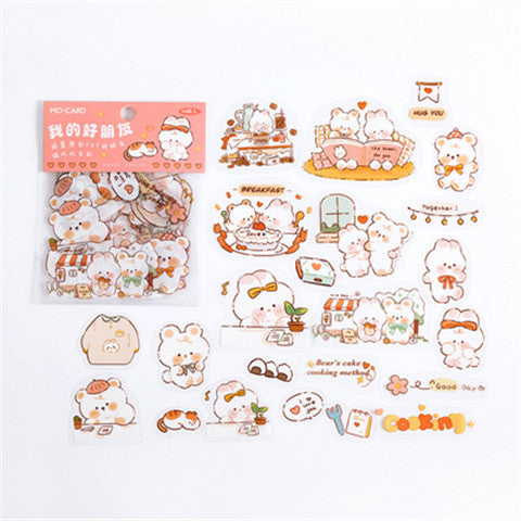 Stickers Animal Cartoon Bear Rabbit Lapin Journalier PET Imperméable