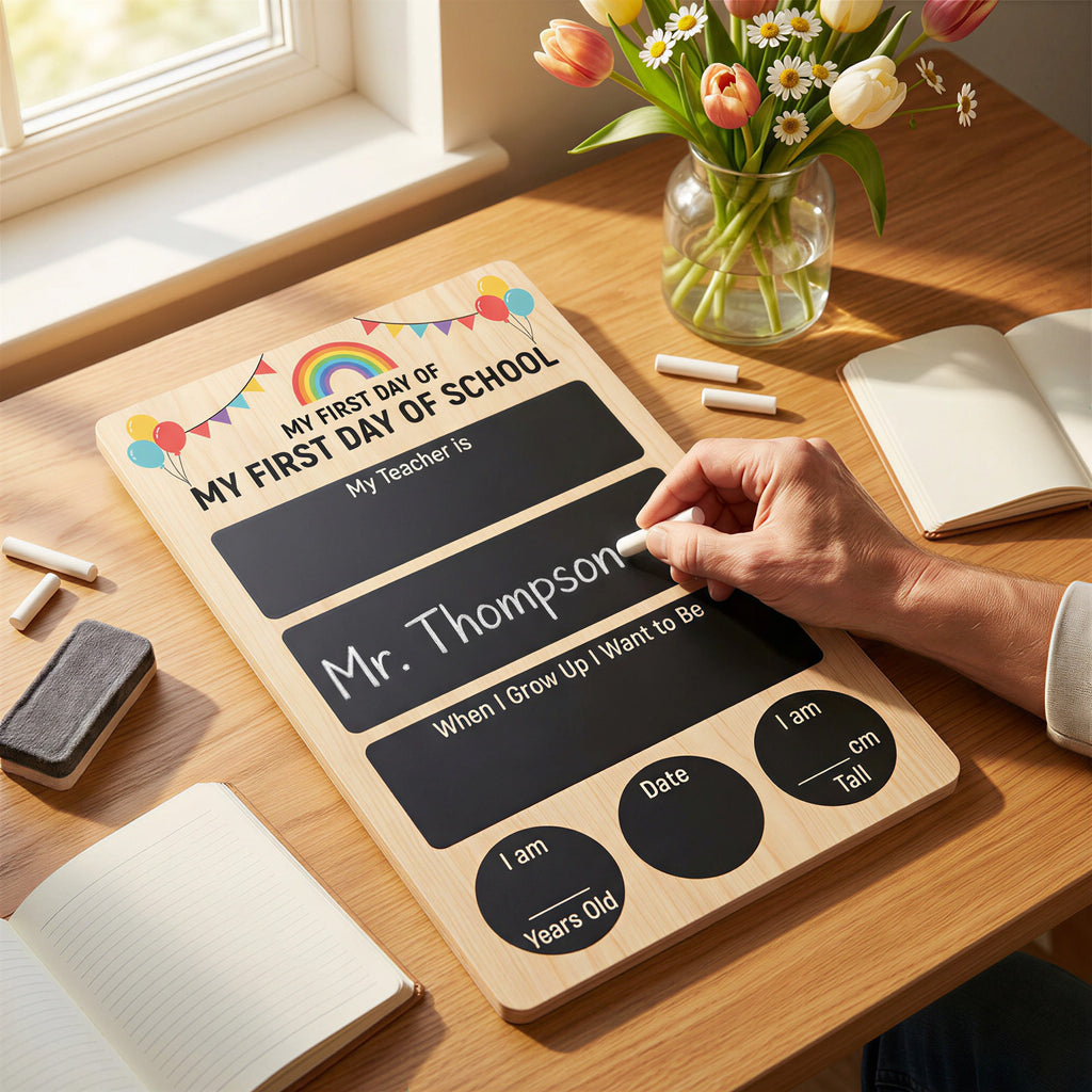 Wooden Milestone Board pour le premier jour d'école – Un écritable