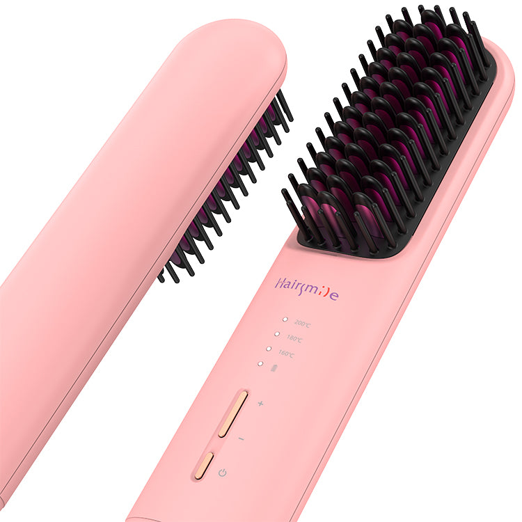 Portable USB sans fil rechargeable hommes barbe brosse de redresseur de cheveux sans fil Mini 2 en 1