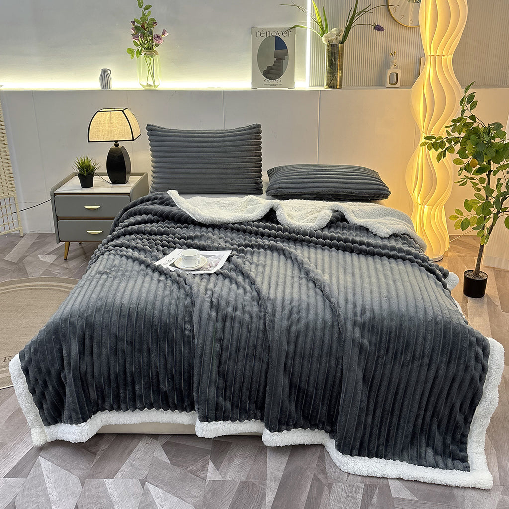 Couverture à double couche en lambswool rayé