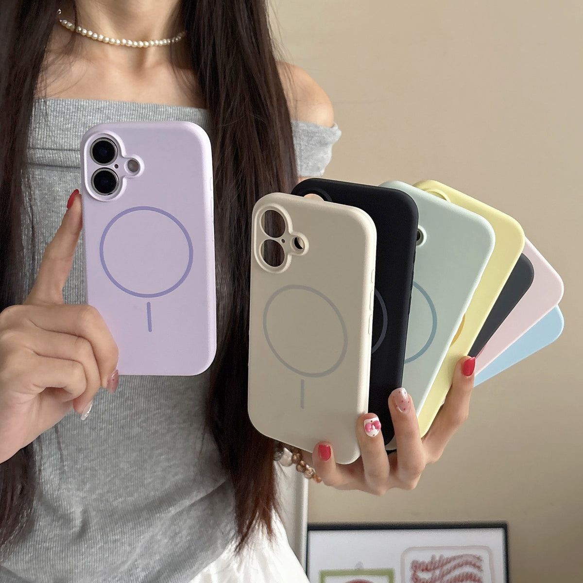 Applicable à 17 Fine Circle Magnetic Phone Case Silicone liquide