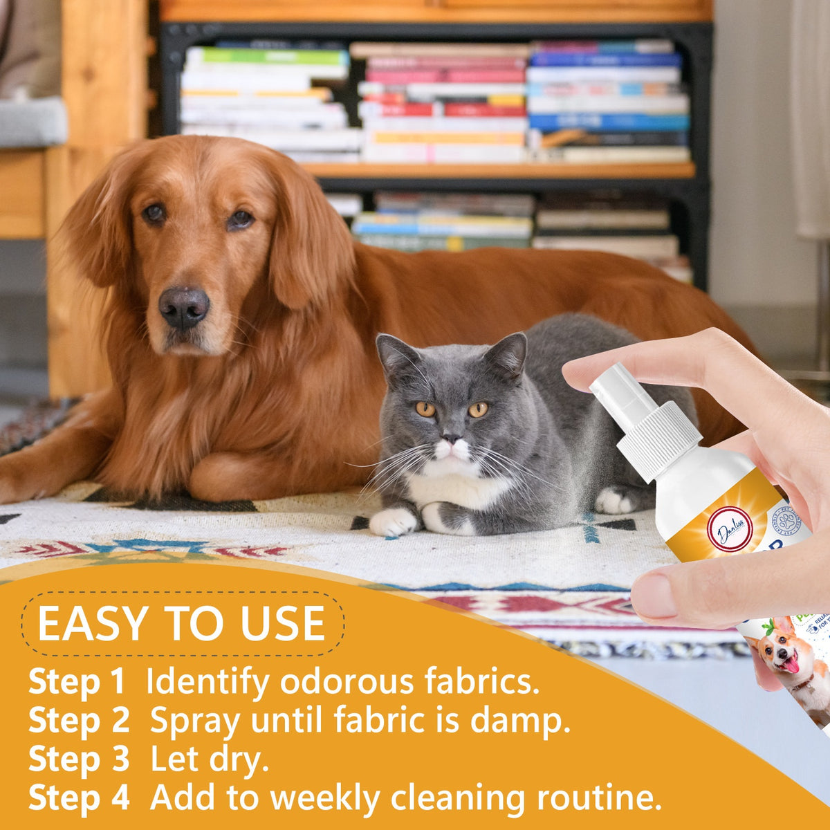 Vaporisateur antibactérien à longue durée de désodorisation pour chat et chien