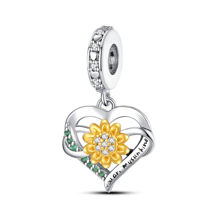 Bracelet pendentif en cuivre en forme de tournesol