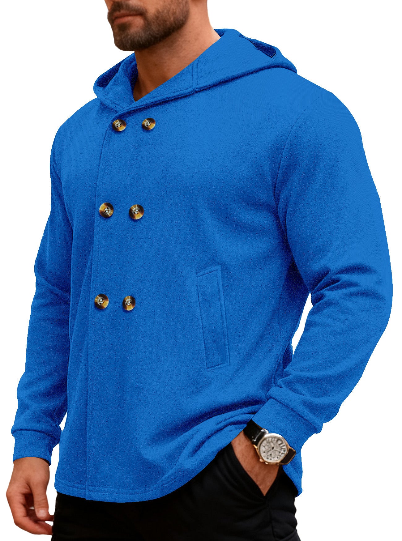 Manteau de trench à capuchon mi-longueur pour hommes