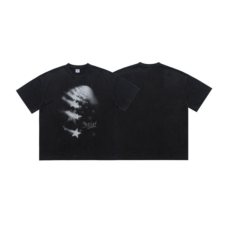 T-shirt Vintage Lavé Star Distrait imprimé