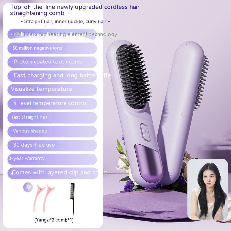 Portable double-usage sans fil Comb droit soins cheveux anion
