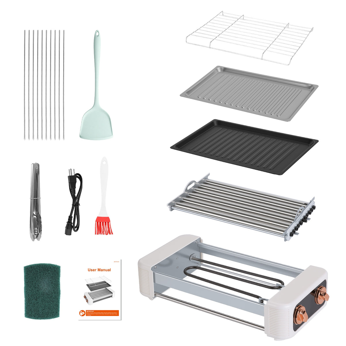 3 En 1 Électrique Rouleau de chien Machine avec Grill & Gridle 6-Roller Chef de chien sans fumée Non-