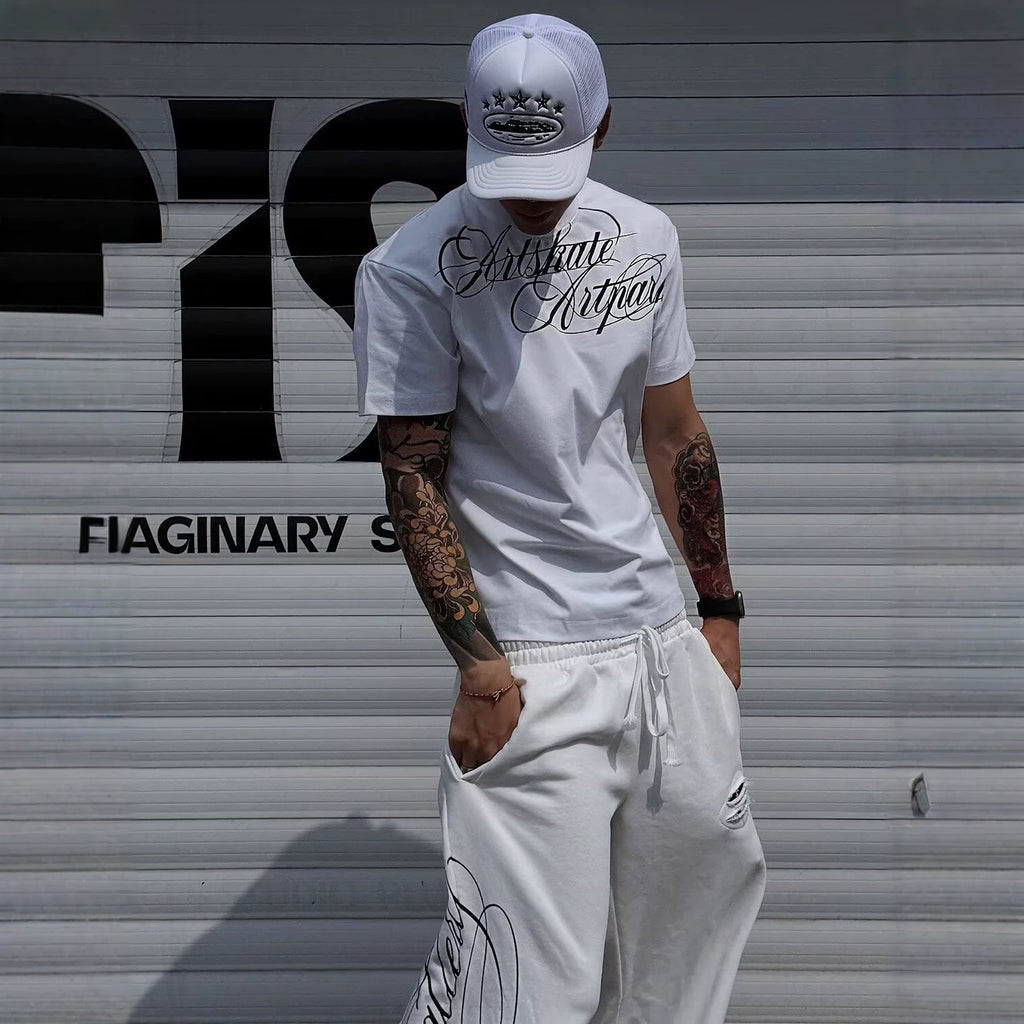 T-shirt manches courtes homme avec impression de lettre personnalisée