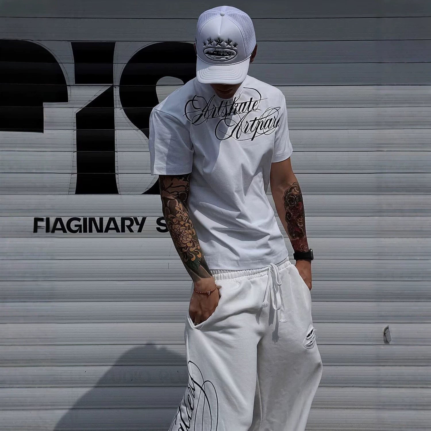 T-shirt manches courtes homme avec impression de lettre personnalisée