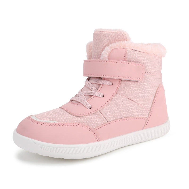 Haut-top pour les enfants avec velours épais large orteil coton rembourré Chaussures en plein air Garder la neige chaude