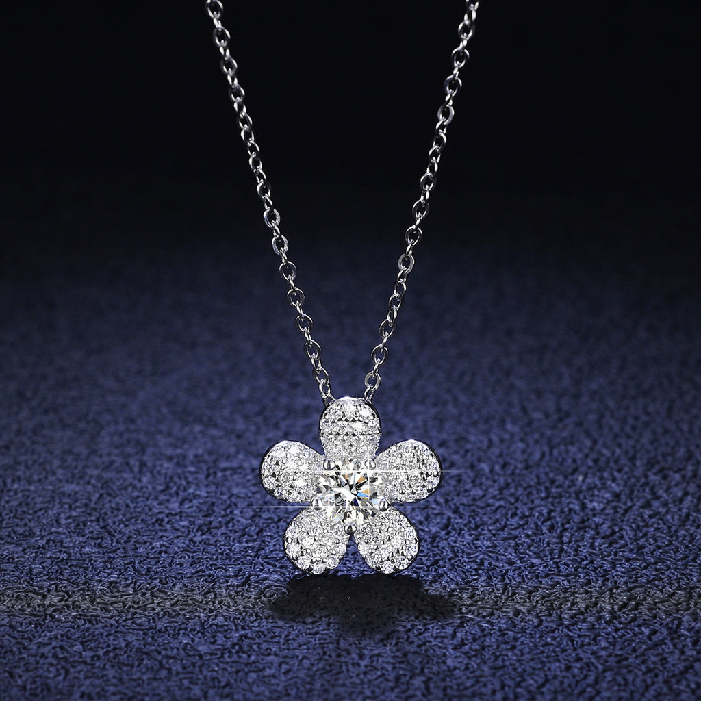 925 Sterling Silver Pendant 1 Carat Moissanite Necklace Silver Choker