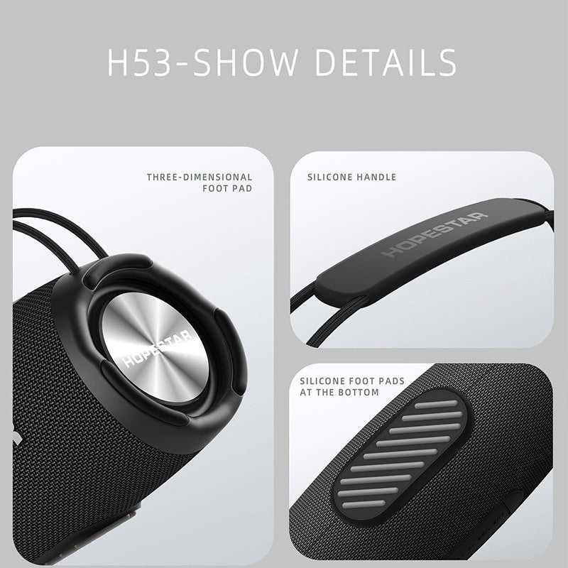 H53 Haut-parleur Bluetooth sans fil étanche Portable Outdoor Rugby Portable Haute Puissance Doubl
