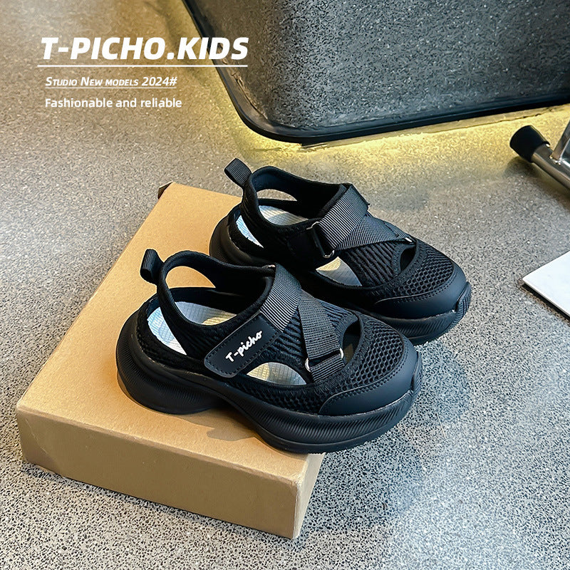 Chaussures de papa respirant Hollow-out style coréen Sandales pour les enfants plus âgés