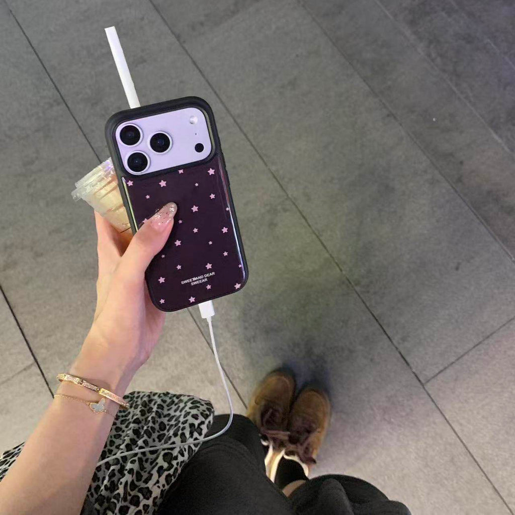 Cas de téléphone magnétique couleur étoilée avec bords noirs