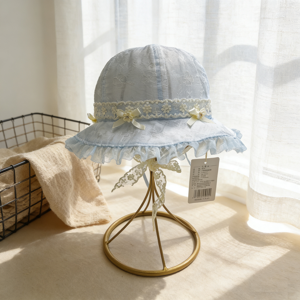 Chapeau de protection en dentelle de couleur unie de couleur pour enfants avec lumière et délice