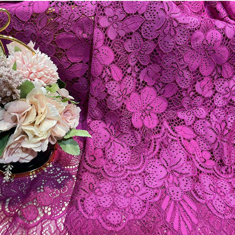 Tissu de vêtement de bord de la dentelle de couleur fixe multi-couleur, échancré