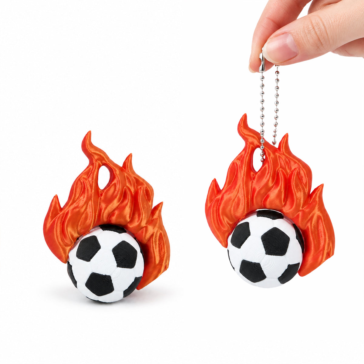 3D imprimé Flame Soccer Ball Porte-clés Sac à dos sport Pendentif