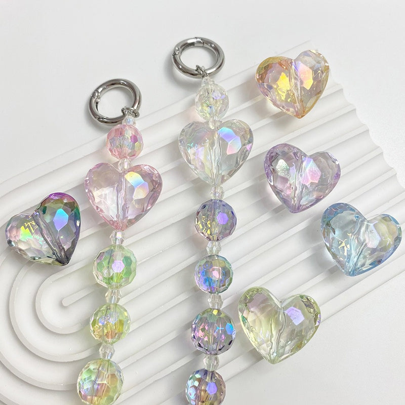 Perles de coeur en acrylique UV facettées