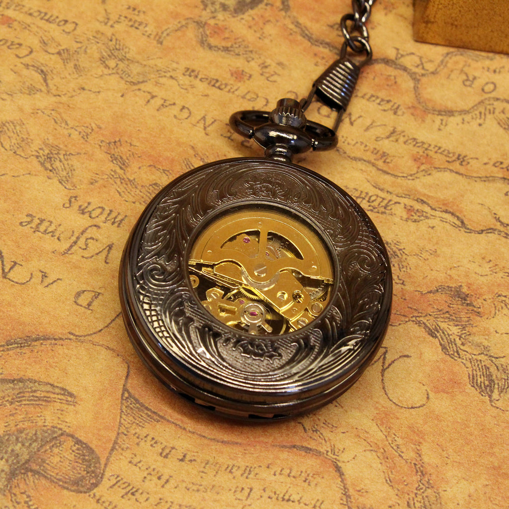 Rétro Nostalgique Créatif Transparent Mouvement mécanique ouvert montre de poche