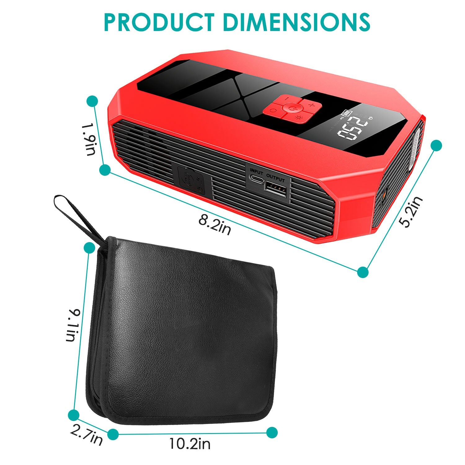 Compresseur d'air de démarrage de voiture portable 1Pc 1500A 400PSI Chargeur de batterie de voiture Jump Starter