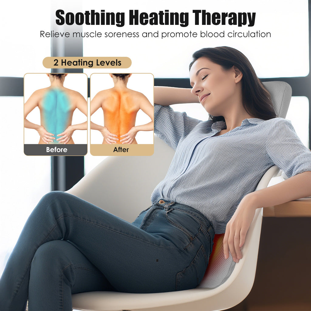 1 Set Massager dos complet avec noeuds à tricoter roulant Chauffage apaisant 3D de tissu profond Shiat
