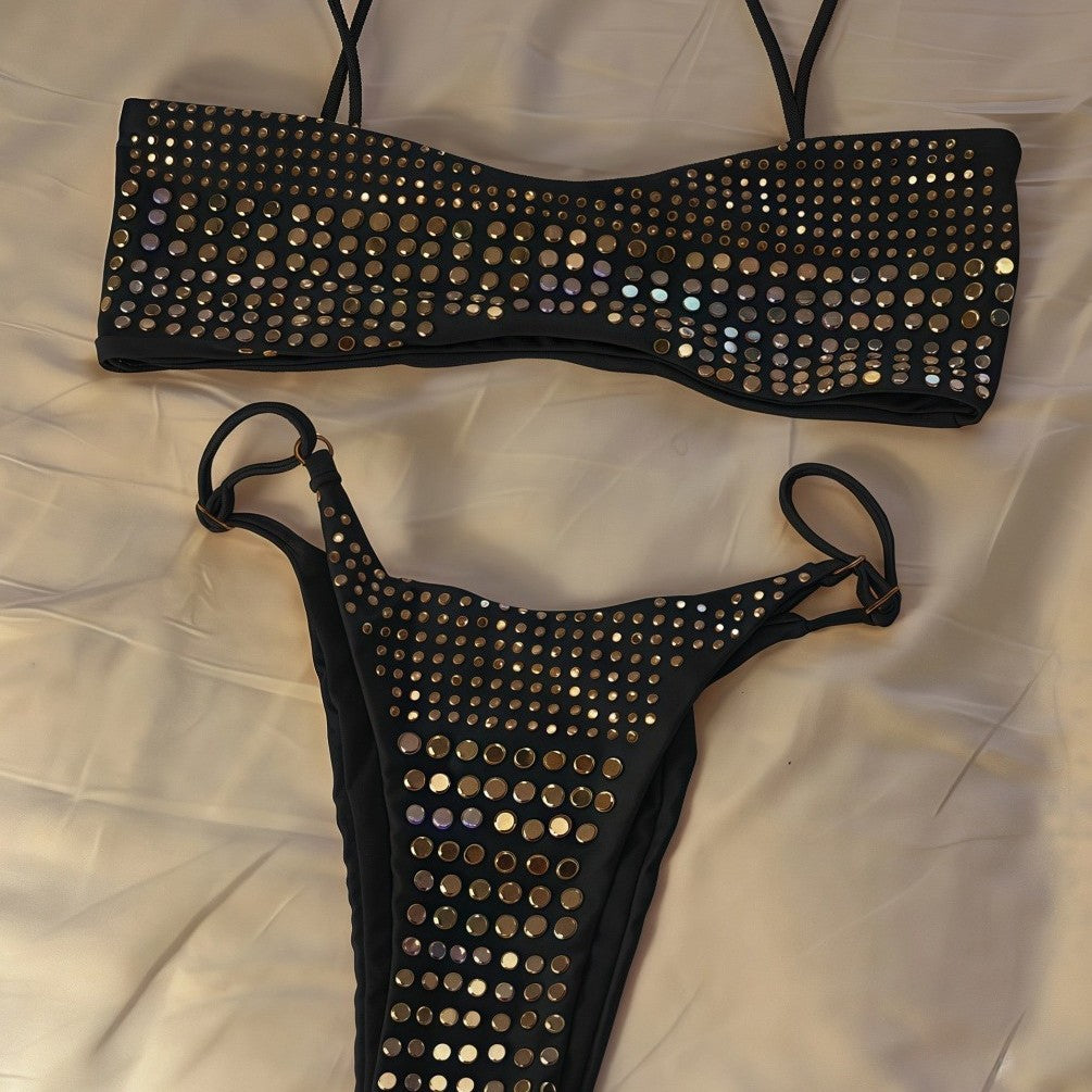 Best-seller Hot-Stone-Broded Sexy Femmes Maillot de bain deux pièces