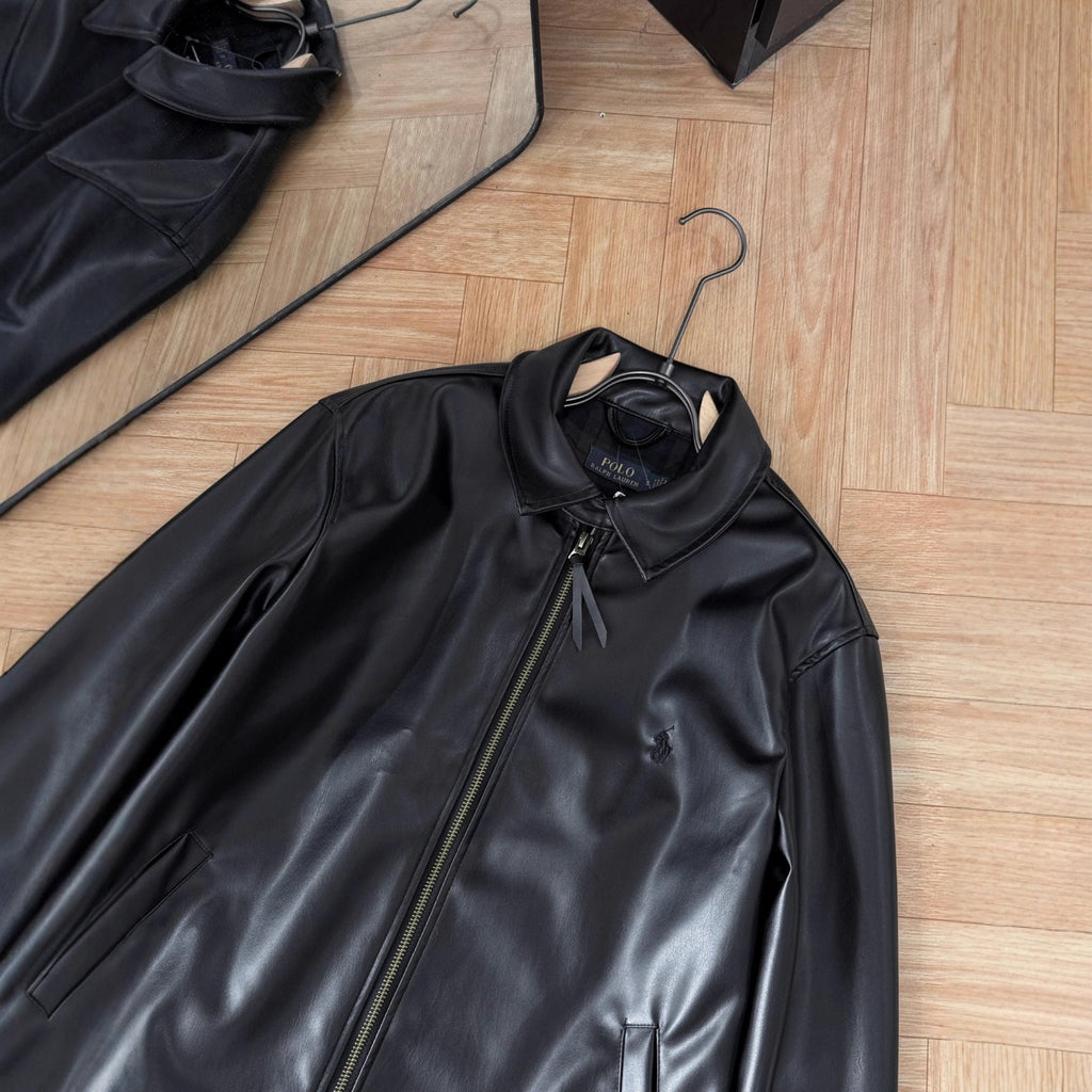 Veste en cuir à manches longues zippée d'hiver