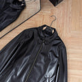 Veste en cuir à manches longues zippée d'hiver