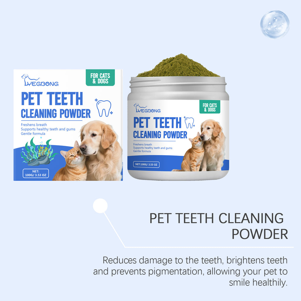 Poudre de nettoyage des dents de chat et de chien